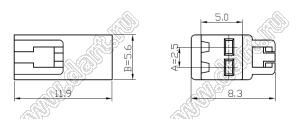 C2502-HC02 корпус однорядной розетки на кабель; 2-конт.