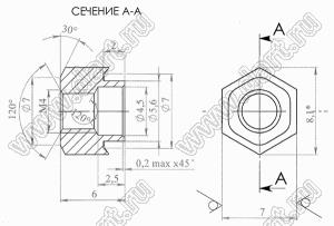 БА8.226.324-17 втулка резьбовая резьбовая развальцовочная (бонка); М4; сталь оцинкованная