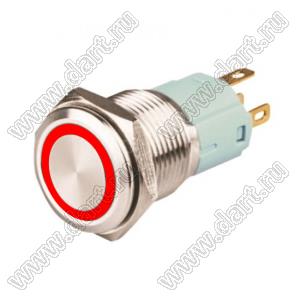 LAS3-16F-11EM 24V RED кнопка антивандальная; Uном=24В; ON-(ON); красная подсветка