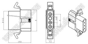 C3682-HB04 корпус вилки на кабель с защелками на панель; 4-конт.; нейлон-66/94V-2(0)