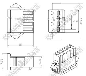 C2502-H03 корпус однорядной розетки на кабель; 3-конт.