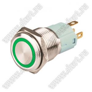 LAS3-16F-11EM 24V GREEN кнопка антивандальная; Uном=24В; ON-(ON); зеленая подсветка