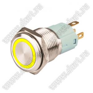 LAS3-16F-11EM 24V YELLOW кнопка антивандальная; U=24В; ON-(ON); желтая подсветка