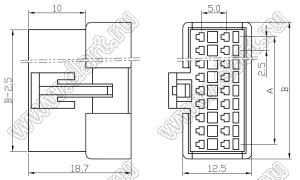 C2501-H08X2 корпус двухрядной вилки на кабель; 16-конт.