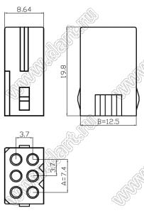 C3681-H03X2 корпус розетки на кабель; 6-конт.; нейлон-66/94V-2(0)