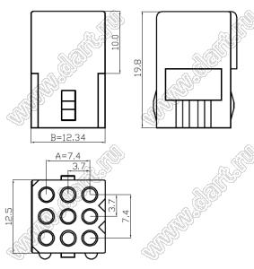 C3681-H03X3 корпус розетки на кабель; 9-конт.; нейлон-66/94V-2(0)