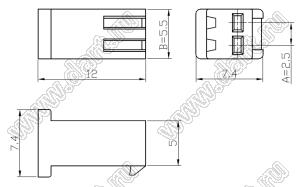 C2502-HB02 корпус однорядной розетки на кабель; 2-конт.