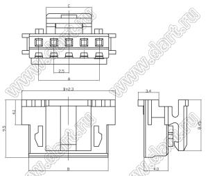 A2507-HB06 корпус розетки на кабель; шаг 2,50мм; 6-конт.