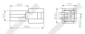 C2501-HB02 корпус двухрядной розетки на кабель; 2-конт.