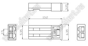 C2504-H02 корпус розетки на кабель; 2-конт.