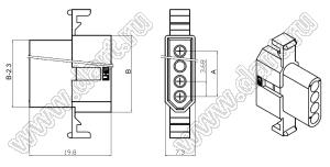 C3682-HC02 корпус вилки на кабель с защелками на панель; 2-конт.; нейлон-66/94V-2(0)