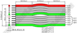 RGG-50P-AWM2678#28AWG-7x0.127-1.27 OD: 0.95mm шлейф плоский