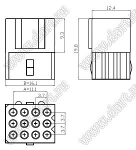 C3681-H04X3 корпус розетки на кабель; 12-конт.; нейлон-66/94V-2(0)