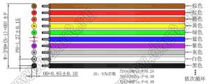 MC-40P-2651#30AWG-7x0.1TS-1.27 OD 0.85mm шлейф плоский цветной; P=1,27мм; 7x0,1 (проводов)