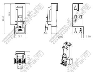 C2541-HL02 розетка на кабель; 2-конт.