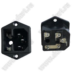 SP-862A2 (R-3013, AS-07, AC-03) вилка IEC60320(C14) сетевого питания с держателем предохранителя на винтах на панель