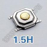 TS030-1.5-T/R кнопка тактовая для поверхностного (SMD) монтажа; Uном=100В; габариты 5,2x5,2x1,5мм; в ленте на катушке