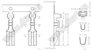 SL1100502 наконечник неизолированный ножевой (мама), для провода A.W.G. 22-20 сечением 0,3…0,5 кв.мм, луженая латунь