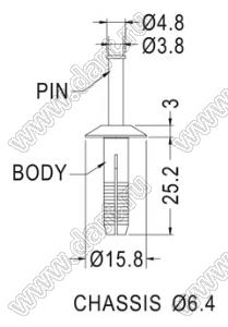 PSR64-25 пистон монтажный; нейлон-66 (UL); натуральный