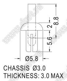 PSR3-5.5 пистон монтажный; B=5,6мм; d отв.=3,0мм; нейлон-66 (UL); черный