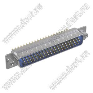 DS1077-62MU0N-1 (5512-62PA-01-CC-BU, DHB-62M) вилка прямая D-SUB высокой плотности для пайки на плату; 62-конт.; CC тип - стойки впереди; синий изолятор