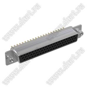 DS1077-62FB0N-1 (5512-62SA-01-CC, DHB-62F) розетка прямая D-SUB высокой плотности для пайки на плату; 62-конт.; CC тип - стойки впереди; черный изолятор