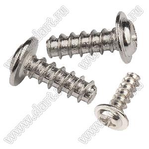 BLSCW-026050060-N-F (PWB2.6x5x6-N) винт-саморез с полукруглой крестовой головкой и фланцем (пресс-шайбой) по DIN968; d2,6x5x6мм; сталь углеродистая никелированная; тупой конец