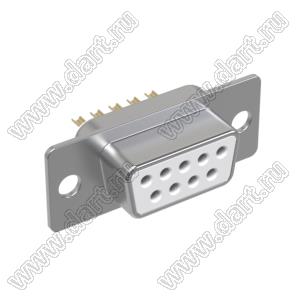 DS1033-09FWN8 (5501-09SA, DB-09F) розетка D-SUB для пайки на кабель; без гаек; 9-конт., контакты золоченые