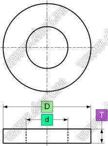 WS3-12-1R шайба плоская; d=3мм; D=12мм; T=1мм; фиброкартон; красный