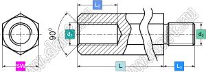 BLHSN4-40#5+16 стойка шестигранная компьютерная; d1=2,7мм; L=5мм; L3=16мм; сталь углеродистая никелированная