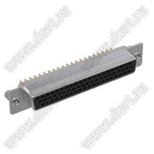 DS1077-62FB0N-2 (5512-62SA-01-CS, DHB-62F) розетка прямая D-SUB высокой плотности для пайки на плату; 62-конт.; CS тип - стойки сзади; черный изолятор