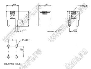 PCB-66-1(M3) терминал винтовой для пайки в печатную плату; M3; латунь луженая; 0,8мм