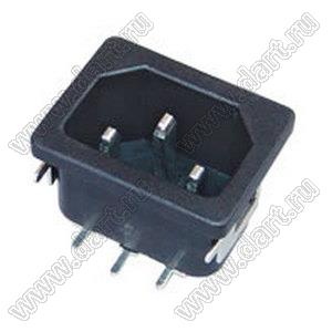 SP-864B4M вилка IEC60320(C14) угловая сетевого питания с защелками на панель с металлическим кожухом, для пайки в плату