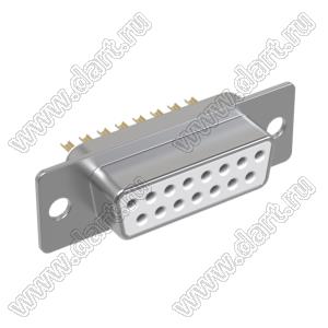 DS1033-15F (5501-15SA, DB-15F) розетка D-SUB для пайки на кабель; 15-конт.