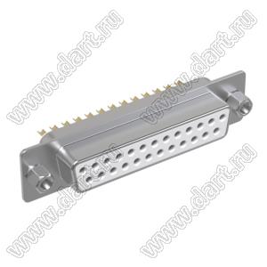 DS1033-25F-CC (5501-25SA-CC, DB-25F) розетка D-SUB для пайки на кабель, гайки впереди; 25-конт.