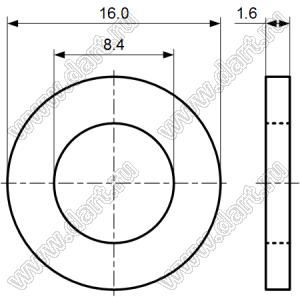WS8.4-1.6PP(B) шайба пластиковая; D=16,0мм; d=8,4мм; T=1,6мм; полипропилен; черный