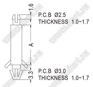 LCAB-12 фиксатор платы с двумя защелками; A=12,0мм; нейлон-66 (UL); натуральный