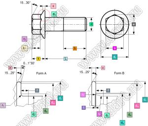 BLHTF-080300ZC болт с увеличенной шестигранной головкой и зубчатым фланцем по GB5789; 8x30мм; сталь углеродистая, цветной цинк
