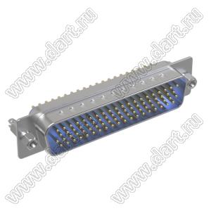 DS1077-78MU0N-4 (5512-78PA-01-BRJ-BU, DHB-78M) вилка прямая D-SUB высокой плотности для пайки на плату; 78-конт.; BRJ тип Y=3~4 мм; синий изолятор