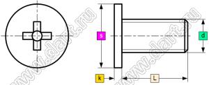 BLCM-050450095-SS304B винт с плоской тонкой крестовой головкой; M5x45x9,5; сталь нержавеющая AISI 304 черненая