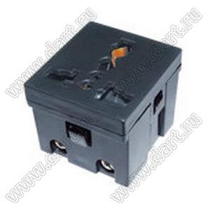 SP-865D4 розетка универсальная NEMA 5-15R/евро/BS 1363, сетевого питания с защелками на панель