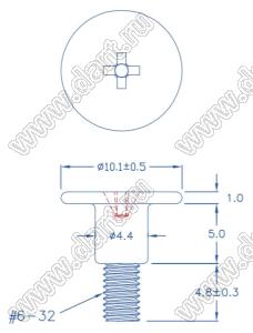 SWA-5DA винт амортизатора; 6-32UNC; A=10,1мм; B=4,8мм; C=4,4мм; E=5,0мм; сталь никелированная