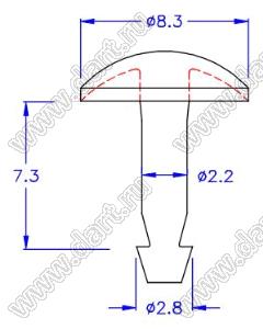 SR-38Y крепежный пистон-амортизатор для вентилятора; нейлон-66 (UL) + TPE; черный