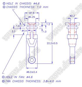 SR-15Y крепежный пистон-амортизатор для вентилятора; нейлон-66 (UL) + TPE; черный