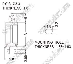 LMSD-16 фиксатор платы с двумя защелками; нейлон-66 (UL); натуральный