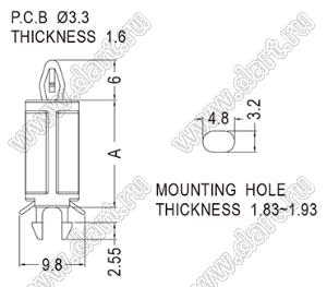 LMSD-12 фиксатор платы с двумя защелками; нейлон-66 (UL); натуральный