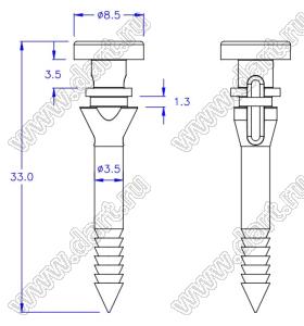 SRB-02 крепежный пистон-амортизатор для вентилятора; силикон; черный