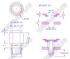 PGLHA-04 фиксатор платы; нейлон-66 (UL); черный