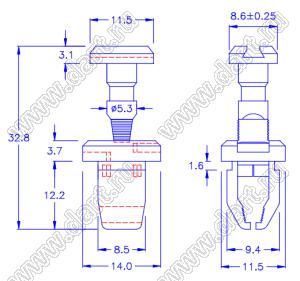 PGLH-009 фиксатор платы; нейлон-66 (UL); черный