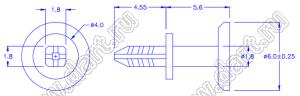 PGMB-014 пистон монтажный; A=4,6мм; нейлон-66 (UL); натуральный